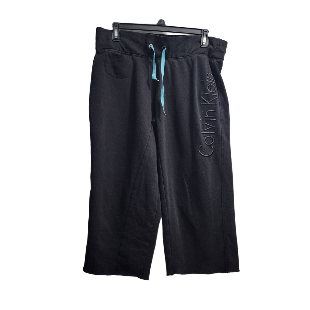 Calvin Klein Pants Womens Size Medium Black Cropped Raw Hem Elastic‎ Waist